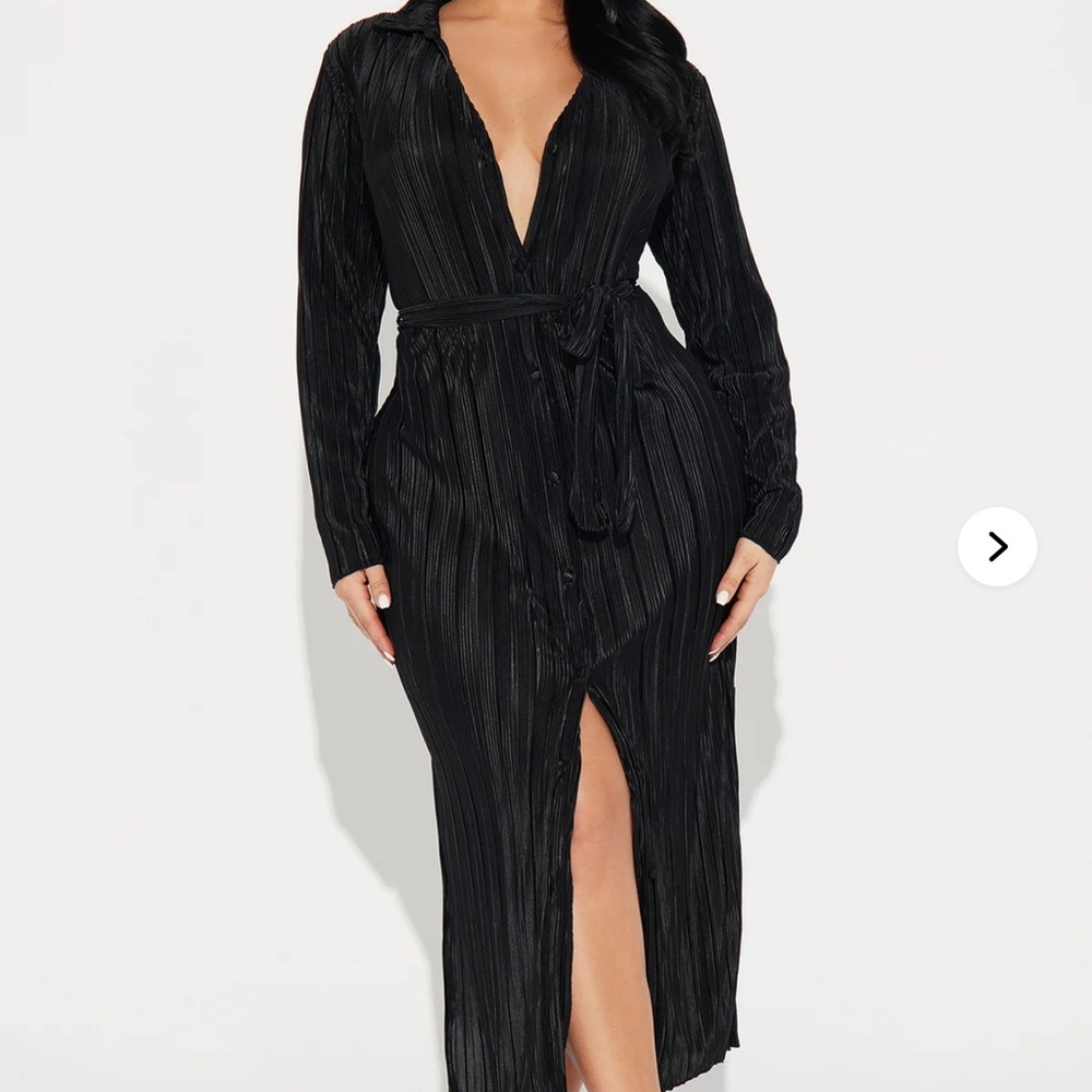 FN Long Sleeve Stretch Flowy Dress